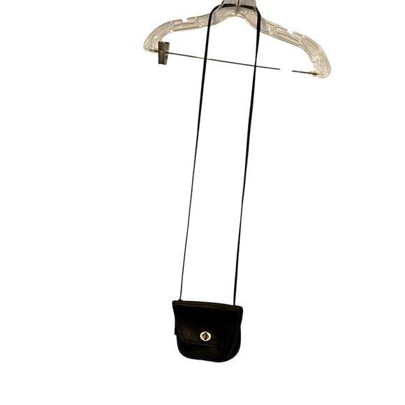 coach RARE vintage black leather mini cross body saddle leather bag purse - Picture 1 of 9